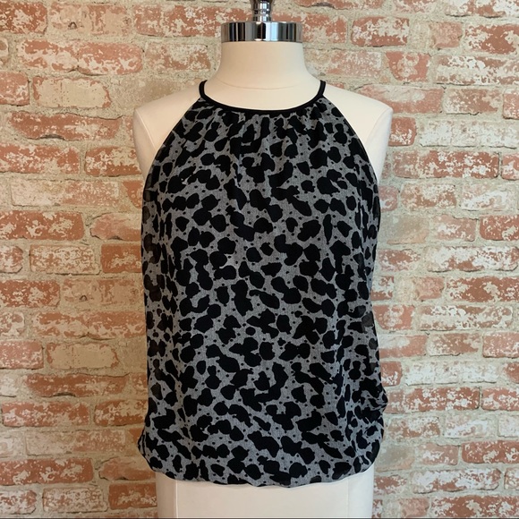 Express Halter Leopard Print Blouse Tie Neck Elastic Hem Blousy - Picture 2 of 9